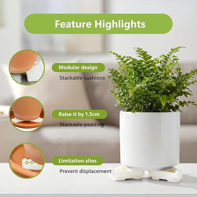 Li&Zhao 20pcs Pot Feet with 5pcs Fertilizer Cages, Plant Stand Risers for Indoor Outdoor Planters, Ceramic Pot Feet and Plant Stand Support for Gardening, Durable Pot Feet for Outdoor Planters (White)