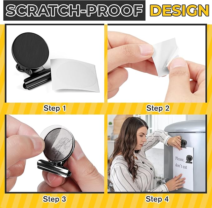 20 Pack Magnetic Clips Heavy Duty, Black Magnet Clips for Fridge, Refrigerator Magnets, Strong Magnetic Clip, Scratch Free Magnets with Clip for Whiteboard, Refrigerator, Locker