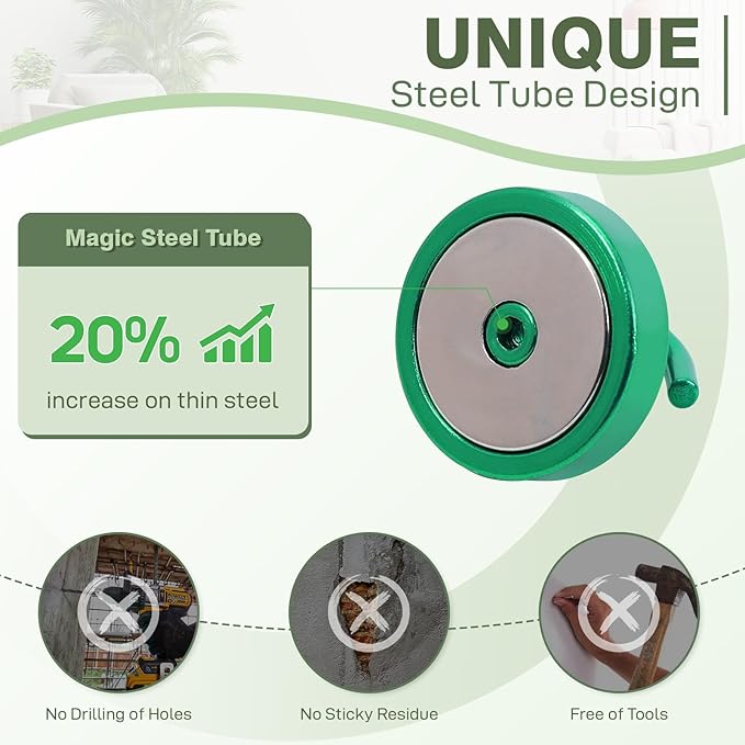 Neosmuk Magnetic Hooks, Cruise Ship Essentials, 100lb+ Heavy Duty Magnetic Hooks for Cruise Cabins, Refrigerator, Grill, Hanging, and Travel | Extra Strong Must-Haves Magnet Hook,Green, 5 Pack