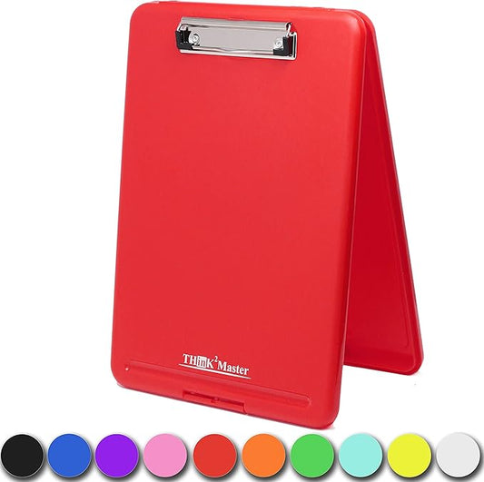 Think2Master Red Plastic Storage Clipboard. | 25% Heavier & 25% Sturdier| Heavy Duty and Won’t Flex or Bend Like Other Brands (Compare The Weight). Storage Compartment Holds 150 Letter Sized Paper.