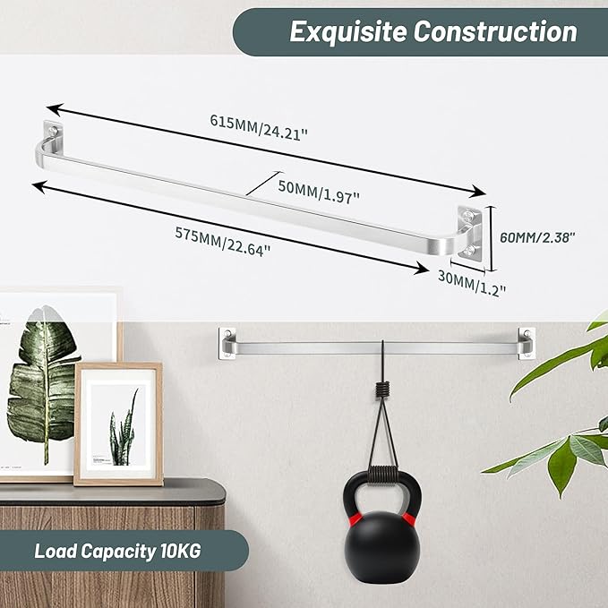 Bathroom Towel Bar, 24 inch Towel Racks for Bathroom Wall Mounted, SUS304 Stainless Steel Heavy Duty Towel Holder Bathroom Accessories Modern Home Decor, Brushed Finished