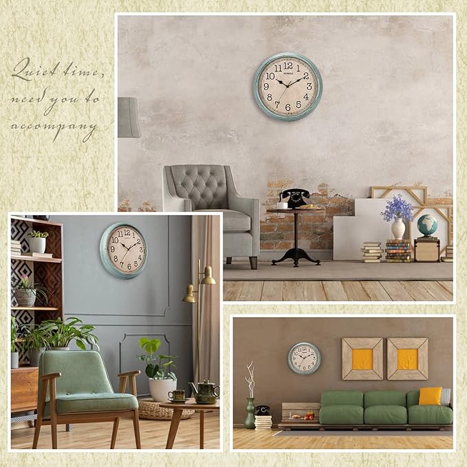 HYLANDA 12 Inch Wall Clock, Silent Non-Ticking Decorative Battery Operated with Large Numbers & HD Glass, Easy to Read for Kitchen/Living Room/Bathroom/Bedroom/Office