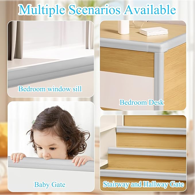 Baby Proofing Edge & Corner Protectors, 2 Roll Grey Foam L-Shape Self-Adhesive Bumper Strip, Soft Shock-Absorbent Wall & Furniture Safety Bumpers for Nursery, Kitchen, Fireplace, Table, Desk