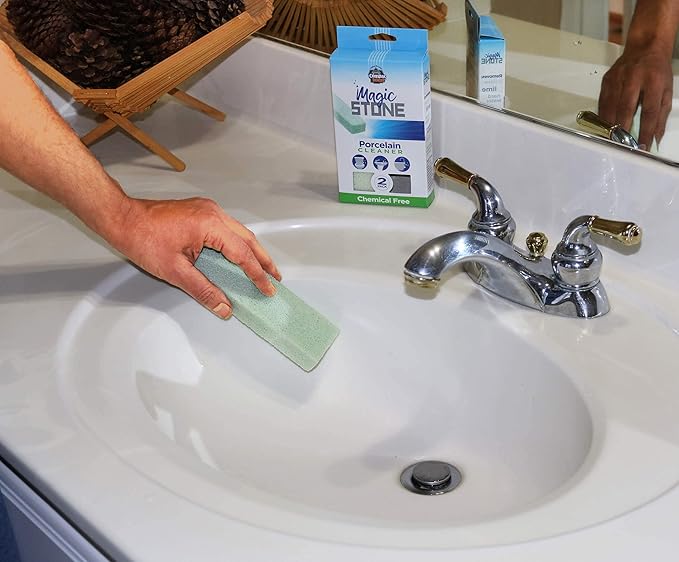 Compac's Magic-Stone Porcelain Cleaning Stick - Toilet Bowl Cleaner, Advanced Green Technology, Handy Toilet Cleaner Easily Scrubs/Removes Stubborn Lime Stains from Porcelain or Bathroom Fixtures (1)