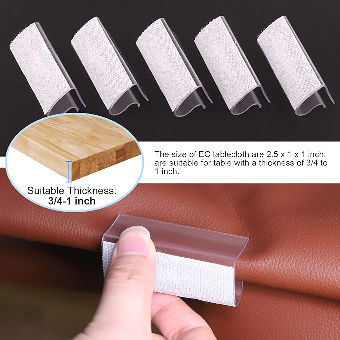 Glarks 30 Pack Rectangular Shape Plastic Table Cover Clips Tablecloth Clips Table Skirting Clips with Hook and Loop for 3/4 to 1 inch Table for Indoor Outdoor Wedding Party Picnic Events