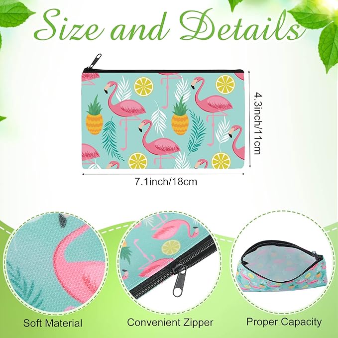 Reginary 20 Pieces Cosmetic Bags Bulk for Women Flamingo Watermelon Cactus Roomy Makeup Bags Gifts with Zipper Summer Beach Toiletry Bag Pouch Travel Accessory Organizer Gifts, 7 x 4.3 Inches