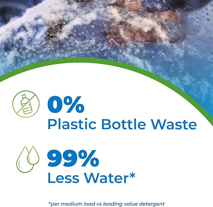 ARM & HAMMER Power Sheets Laundry Detergent, Fragrance Free, No Dyes or Perfumes, Lightweight and Travel-Friendly, 50 Count, Up to 100 Small Loads