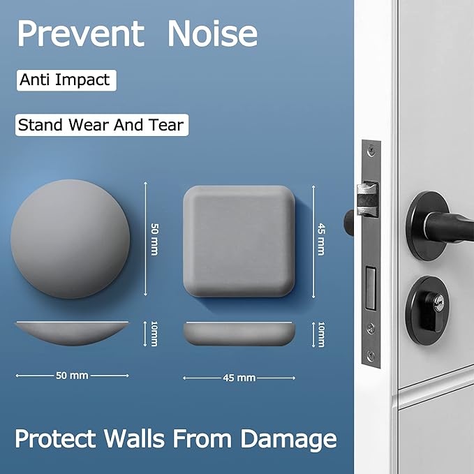XoYoZo Door Stoppers Wall Protector Buffer Guard Doorknob Door Handle Bumper Self Adhesive Silencer Soft Rubber Crash Pad for Home Office