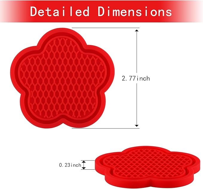 GaRhomxy Car Cup Holder Coaster, Universal Non-Slip Recessed Flower Shaped Cup Holders, Cute Car Accessories Interior for Women and Man Interior Sets 4 Pack (Red)