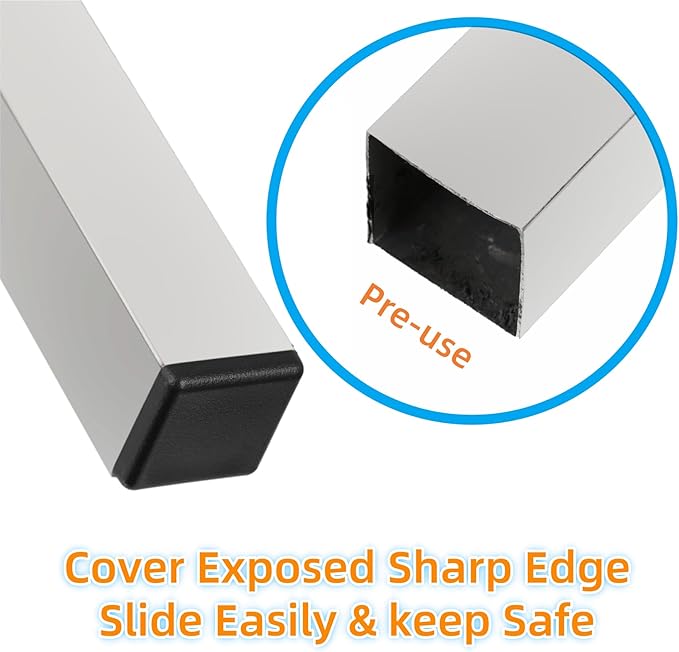 1" Square Tube End Cap Plastic Plugs Chair End Caps 1 Inch (25mm), 1X1 Tubing Plugs Furniture Sliders Glides Black (Fit 0.85-0.94" Square Tube Inner Size, 40pack)