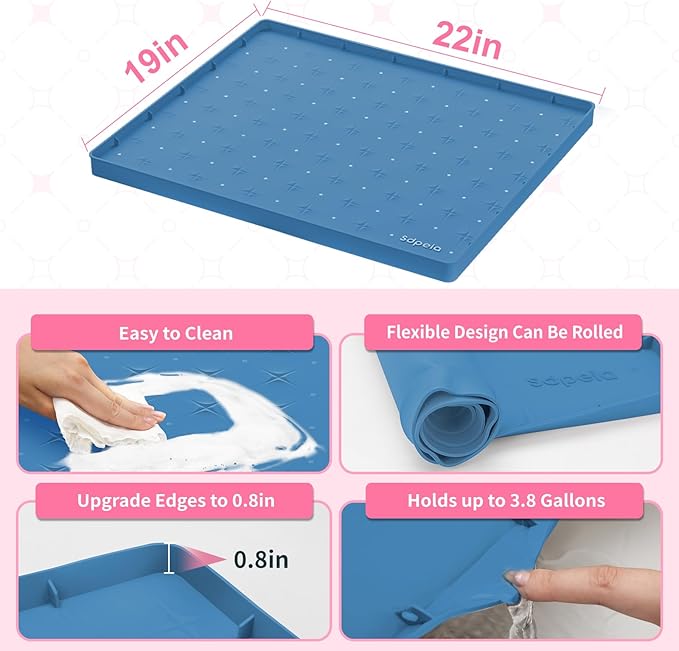 Sdpeia Under Sink Mat 22"×19" Waterproof Silicone Cabinet Liner & Sink Protector for Kitchen & Bathroom, Multi-Purpose Organizers Tray for Pets, Laundry, Cat Litter Mat