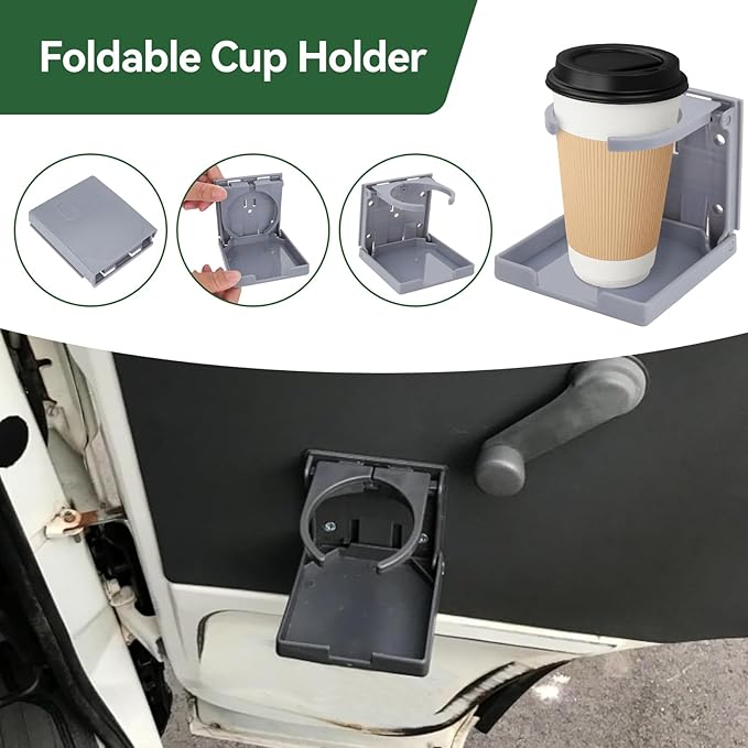 2pcs Adjustable Folding Cup Holder Automotive Water Drink Bottle Holder, fit Most Size Mugs Bottle, with Screws and Tapes, for Car Auto Truck RV Boat Van Camper Caravan Marine Yacht (Gray)