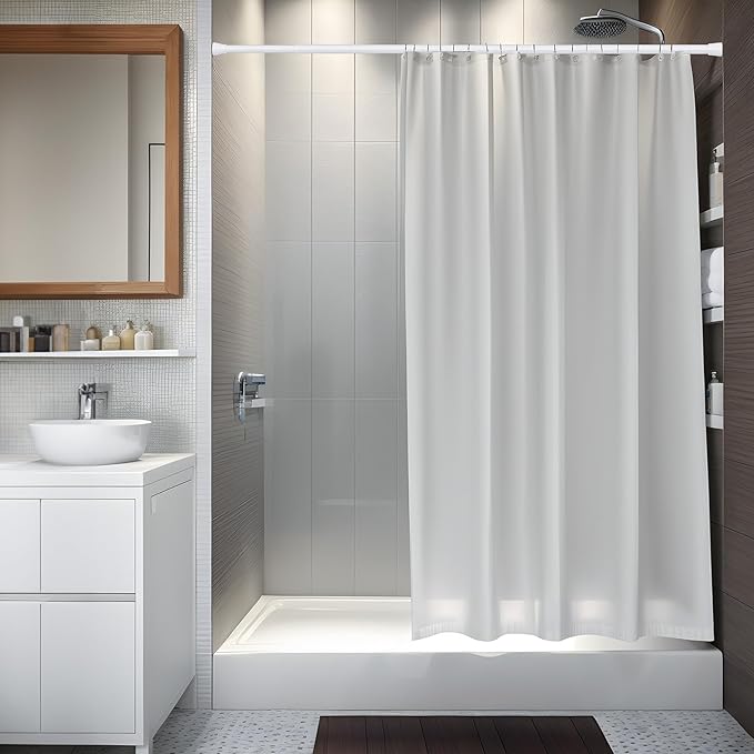 Tension Curtain Rod 30 to 64 Inch White Adjustable Curtain Rods No Drilling Expandable Pressure Spring Tension Curtain Rod 7/8" Spring Loaded Curtain Rods For Windows Bedroom Closet Doorway Door