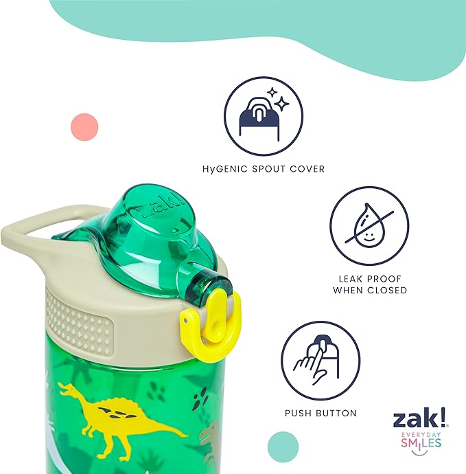 Zak Designs Disney Pixar Toy Story Sage Kids Water Bottle For School or Travel, 16oz Durable Plastic Water Bottle With Straw, Handle, and Leak-Proof, Pop-Up Spout Cover (Woody & Friends)