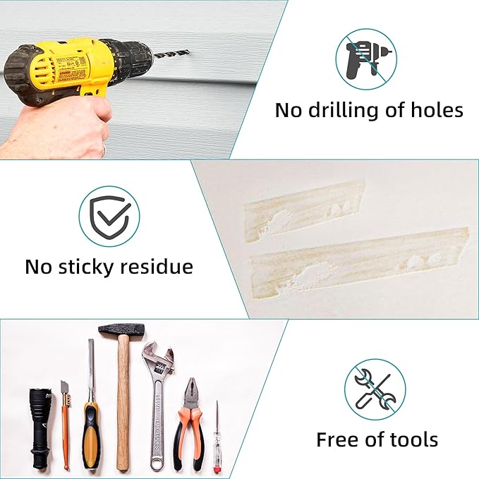 Amuille 10 Pack Vinyl Siding Clips, Vinyl Siding Screws Hooks for Hanging Outdoor Decors, No-Hole Siding Hanger Camera Mount Hook for Blink, Ring, Arlo, Doorbell, Plaques