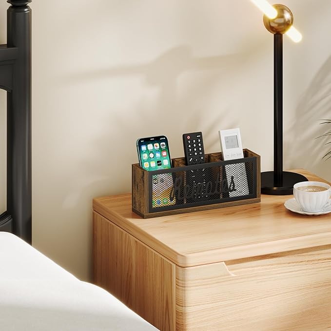 YINMIT Remote Control Holder, TV Remote Holder Wall Mount, Universal Remote Caddy, 3-Slot Remote Organizer Storage Box for Remote, Phone, Mail, Wallet, Notebook(For 5 or 6 Remote Controls)