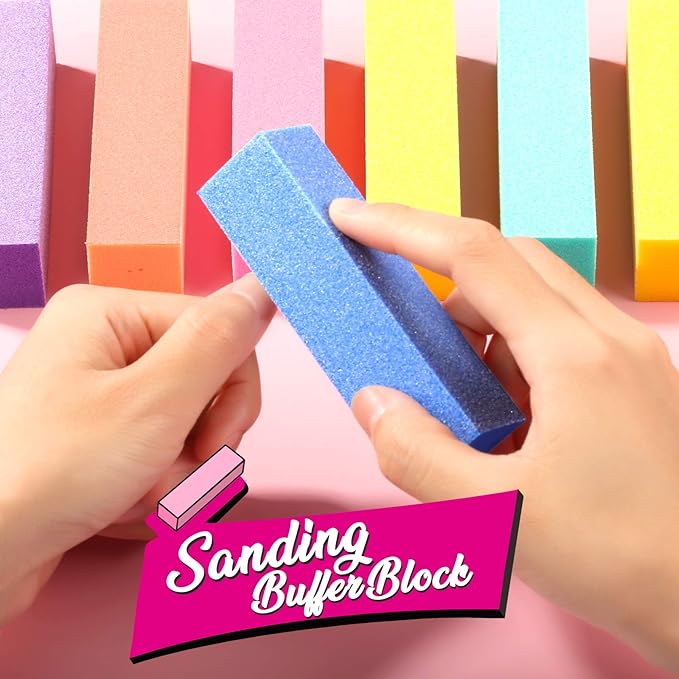 FANDAMEI Nail File and Buffer, Professional Manicure Tools Kit. 8PCS Rectangular Nail Buffer Block, 8PCS Nail File, 2PCS 7 Way Nail File & 2PCS Nail Polishing Buffer. Nail Care File Buffer Tool