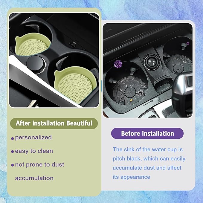 4PCS Car Cup Holder Coaster, Silicone Non-Slip Vehicle Insert Water Bottle Mat, Universal Insulation Drink Cup Pad Decor for SUV/Sedan/Truck, Automotive Interior Accessories (Apricot)