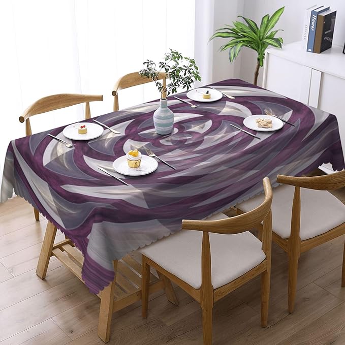 VIMPEYDON Fractal Table Cloth for Dining Tables, Reusable Sphere Blooming Flower Rose Like Colored Image Different Details Tablecloths Decor Rectangle Table Cover for Kitchen,Holiday,Party, 54x72Inch