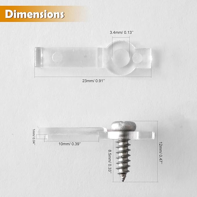 100 Pack Strip Light Mounting Brackets,Fixing Clips,One-Side Fixing,100 Screws Included (for 10mm Wide Non-Waterproof Strip Lights)
