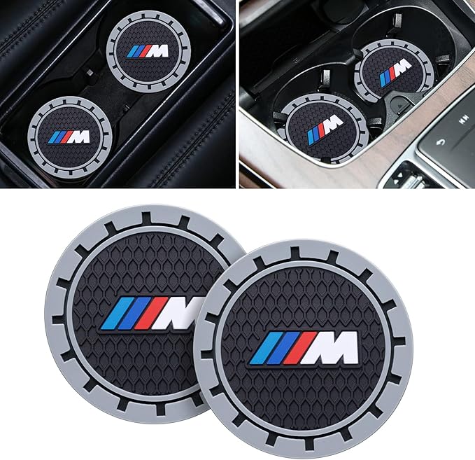 Car Cup Coaster, 2PCS Universal Non-Slip Cup Holders, Compatible with BMW M Series Car Cup Holder Coasters，Car Drink Coaster Holder Accessory, Black