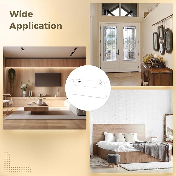 Homaisson Clear Acrylic Mail Holder Box for Desk or Wall Mount, Mail Organizer Countertop, Modern Wall Mounted or Tabletop Mailbox, Letter Storage Organizer Box (Clear-2PCS)