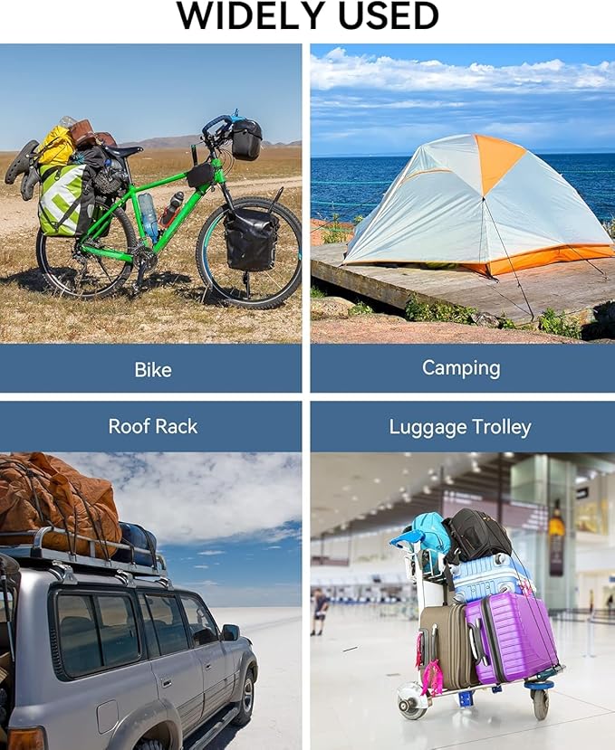 4 Pcs 180 Lbs Real Heavy Duty Bungee Cords with Rust Resistant Steel Hooks, 80 Inch Black Bungee Straps with 2X Stretch & UV Protection, Perfect for Camping, Tarps, Tent, Bike, Luggage