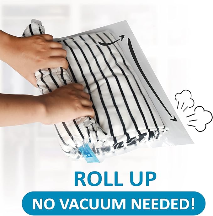 Compression Bags for Travel - Travel Essentials - 24 Pack Space Saver Bags - No Vacuum Needed - Compression Packing Bags for Cruise Accessories