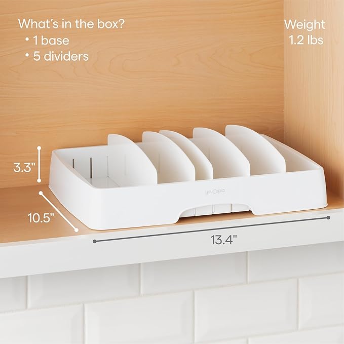 YouCopia StoraLid Adjustable Food Container Lid Organizer for Kitchen Cabinet Storage, Large Classic Edition