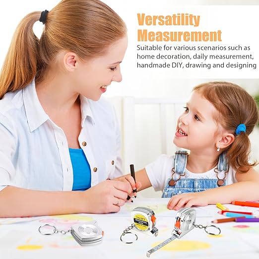 3ft Small Tape Measure Keychain, Portable and Retractable Mini Tape Measure with Slide Lock Mechanism for Daily Use Gadgets or Kids Construction Party Favors Gifting Prize Bag Fillers (120)