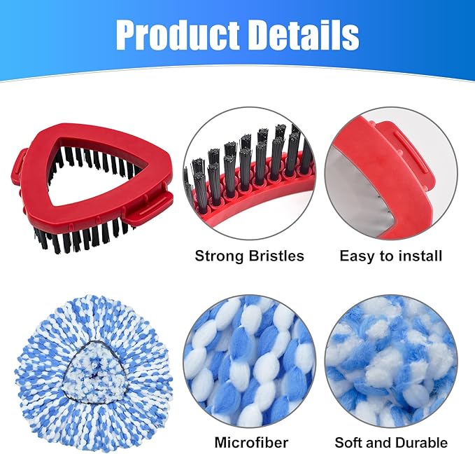 Mop Heads Replacements for Ocedar, Mop Replace Head for O Cedar, Mop Heads for O Cedar, Mop Replace Head for Cedar, Mop Heads for O Cedar Spin Mop Include 2 Pack Mop Refills & 2 Pack Scrubber Mop Head