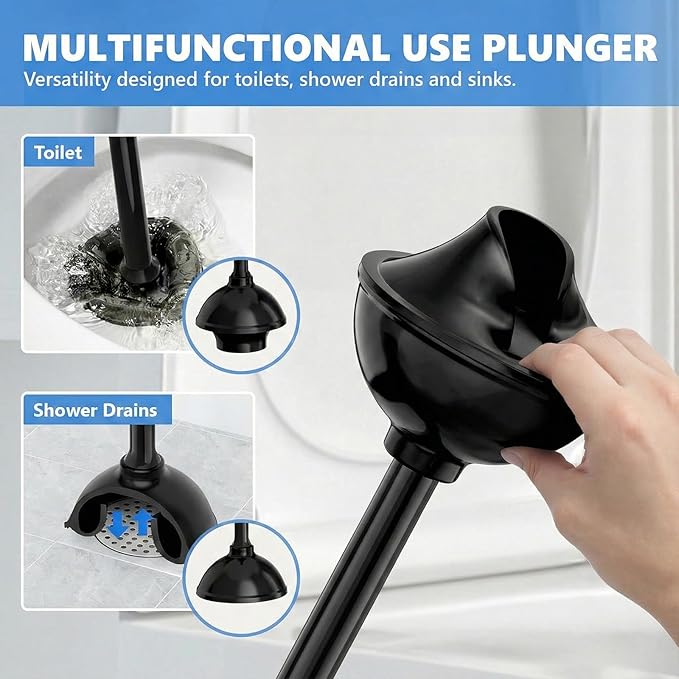 Toilet Plunger with Holder, Plungers for Bathroom Heavy Duty for 5.3-inch Toilet Drain, Toilet Plunger and Holder Combo for Bathroom Cleaning (Style 1)