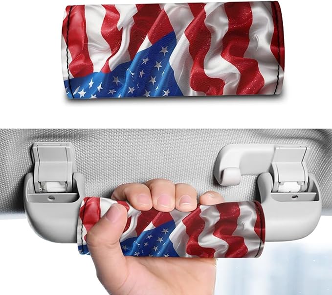 KUIFORTI Patriotic Flag Luggage Handle Wraps for Suitcase 2 Pack Door Handle Protection Sleeve Cover Neoprene Travel Accessories