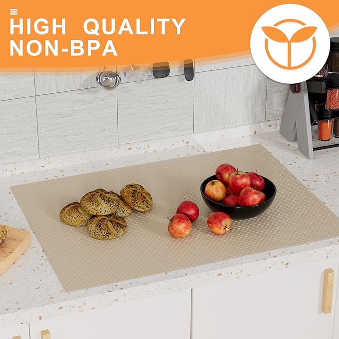 24-inch Large Shelf Liner for Cabinet: Waterproof Kitchen Cabinets Liners for Under Sink - Khaki Easy to Cut Non-Adhesive Protector Drawers Liner 24" x 300 inch