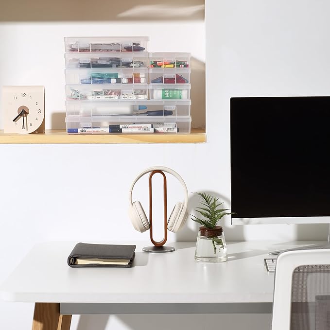 12 Pack Small Clear Plastic Storage Boxes with Lids, Craft Jewelry Life Item Organizer for Puzzles, Pens, Rings, Needle and Thread, Nail Polish, Remote Controls