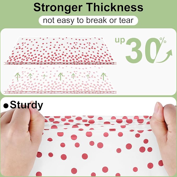 misaya 3 Packs Dot Disposable Table Cloth, 54 x 108 Inch Waterproof Plastic Tablecloth, Rectangle Pink Dots in White Table Covers for Mother's Day, Picnic, Birthday, Party