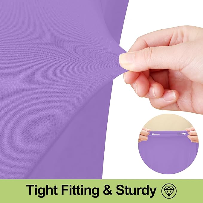 Smiry Spandex Tablecloth 2 Pack, Elastic Fitted Stretch Tablecloth for 6FT Rectangle Tables, Waterproof Washable Table Cover Skirt for Wedding, Banquet & Parties (Lavender, 72Lx30Wx30H Inch)