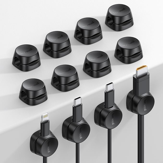 12 Pack Cord Organizer Spring Clips, Office Desk Accessories - Lamicall Desk Cable Management Clips, Dorm Room Bedroom Essentials, Phone Charger Cord Holder, Wire Organizer Keeper for Nightstand