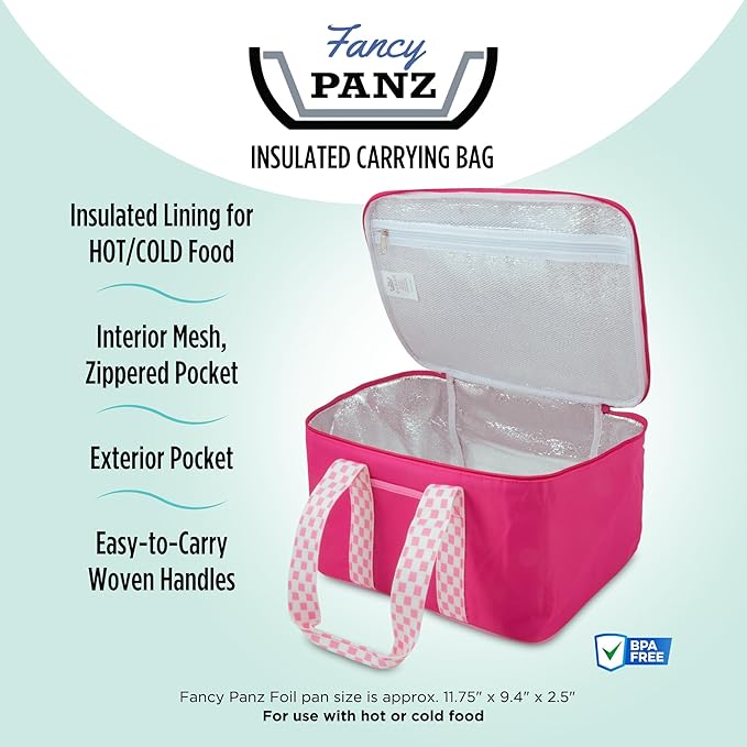 Fancy Panz - Pink Insulated Casserole Carrier Bag - Insulated Thermal Bags for Hot & Cold Food Holds 2 Standard Size Fancy Panz - 2 Pockets - Food Container - Hosting Essentials