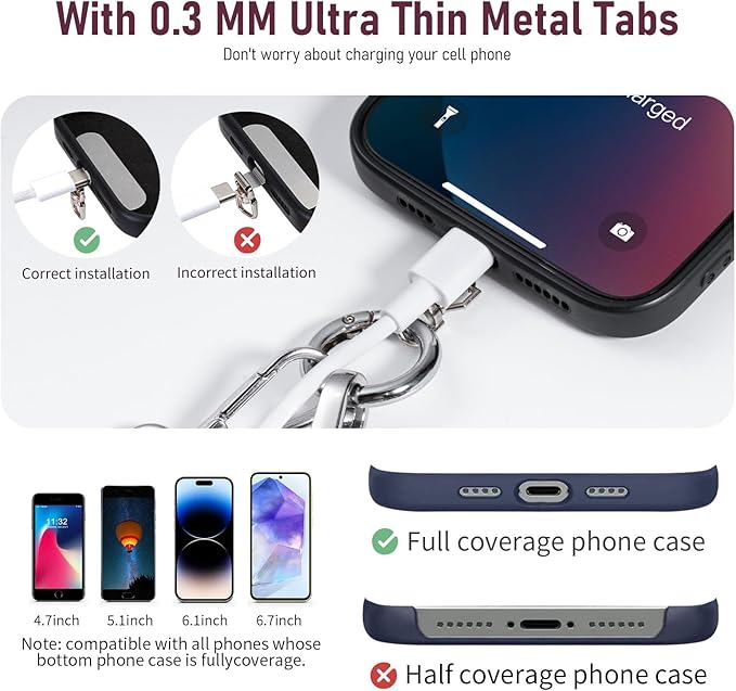 Clip and Go Strap for Phone with Wallet Crossbody Phone Lanyard and Detachable Checkered Bag with ID Window and RFID Pouch for Daily Travel.