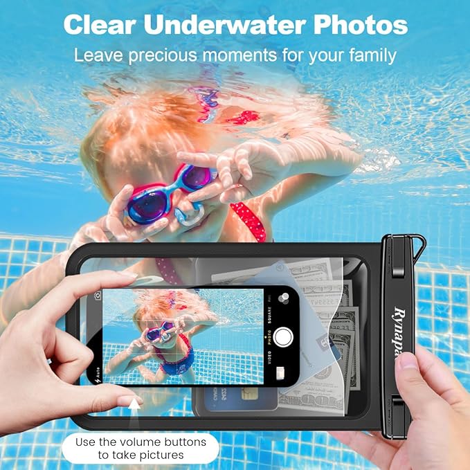 [Up to 10"] Large Waterproof Phone Pouch Bag - 2 Pack Waterproof Phone Case for iPhone 17 16 15 Pro Max Galaxy S25 S24 Ultra, IPX8 Cellphone Water Protector Pouch Beach Essentials Travel Must Haves
