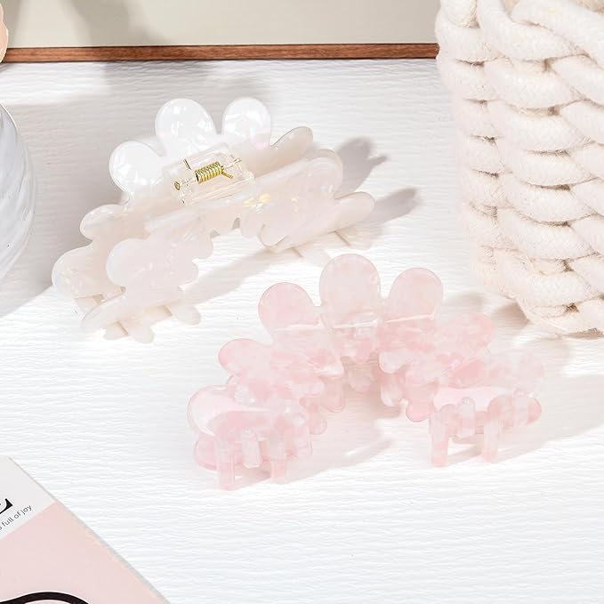 2 Pack Hair Claw Clips Women Large Tortoise Hair Clip French Design Barrettes Celluloid Leopard Print Accessories Jaw Clips for Thick Hair