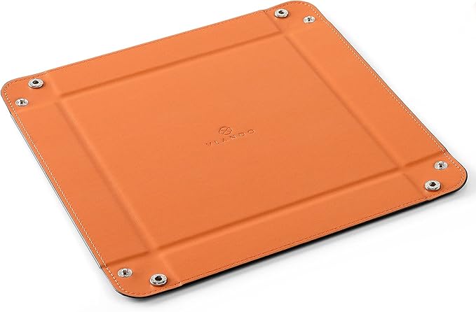 Valet Tray for Men Women, Nightstand Organizer Vanity Catchall Holder for Dresser Desk Storage Bedside, Travel PU Leather Jewelry Key Bowl EDC Watches and Candy Entryway Tray - Large