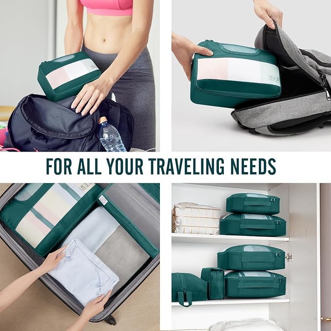 Veken 10 Set Packing Cubes for Travel Essential, Suitcase Organizer Bags in 4 Sizes, Carry-On Luggage Accessories with Large Laundry & Hanging Toiletry Bag, Must-Have for Airplane, Road Trip & Camping