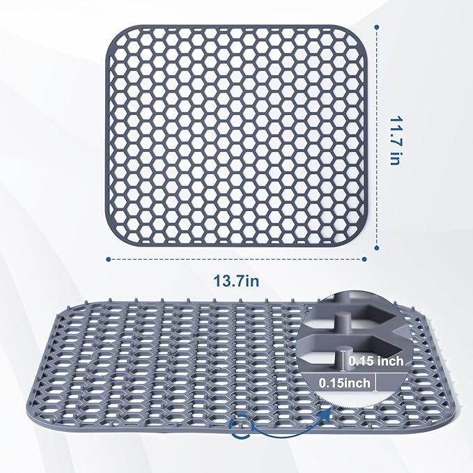 2 Pack 13.7"x 11.7" Silicone Kitchen Sink Protector Mat - Kitchen Grid Accessory, Non-Slip Heat Resistant Sink Grid Dry Mat for Bottom of Porcelain Stainless Steel, Dishwasher Safe