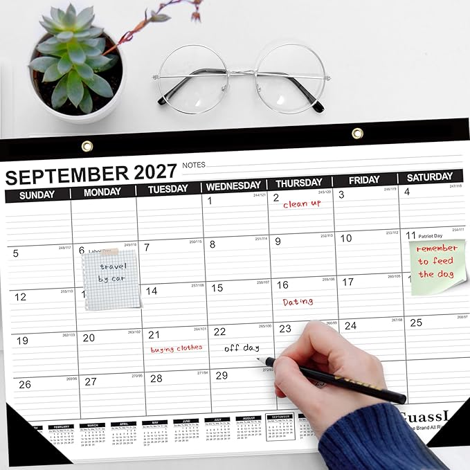 GuassLee 3 Pack Desk Calendar 2026-2027 - 19 Months Academic Calendar 17" × 11.5" Desktop Calendar from Jun. 2026 to Dec. 2027 with Julian Date for Home School Office Desk Top Organizing
