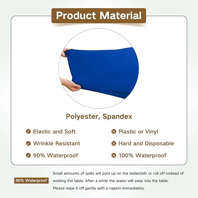 Round Fitted Table Cover Elastic Tablecloth 5ft Stretch Spandex Table Top Cover for Dining Kitchen Home Party Blue 60 Inch