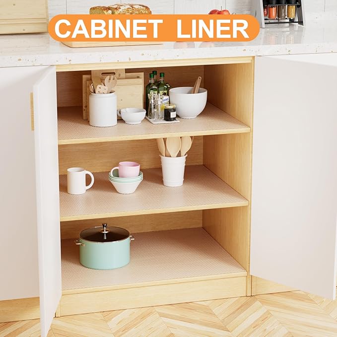 24-inch Wide Cabinet Shelf Liner: Clear Waterproof Large Under Sink Mat - 24 in x 25 FT Translucent Easy to Cut Non-Adhesive Kitchen Drawer Mat for Pantry Shelves