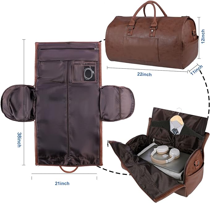 seyfocnia Convertible Travel Garment Bag, Carry-on Garment Duffel Bag for Men and Women - 2-in-1 Hanging Suitcase and Suit Business Travel Bag