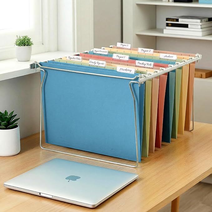 SUNEE Hanging File Folders, 50 Pack Letter Size Hanging File Folders with 1/5-cut Tabs, Stay Organized for Your Home and Office Bulk File, Documents and Paper,5 Retro Colors